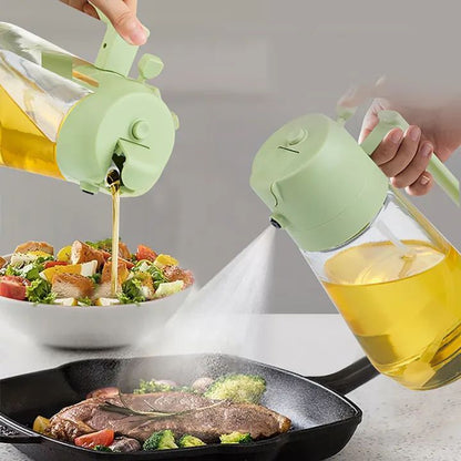 2in1 Oil Sprayer Glass Bottle
